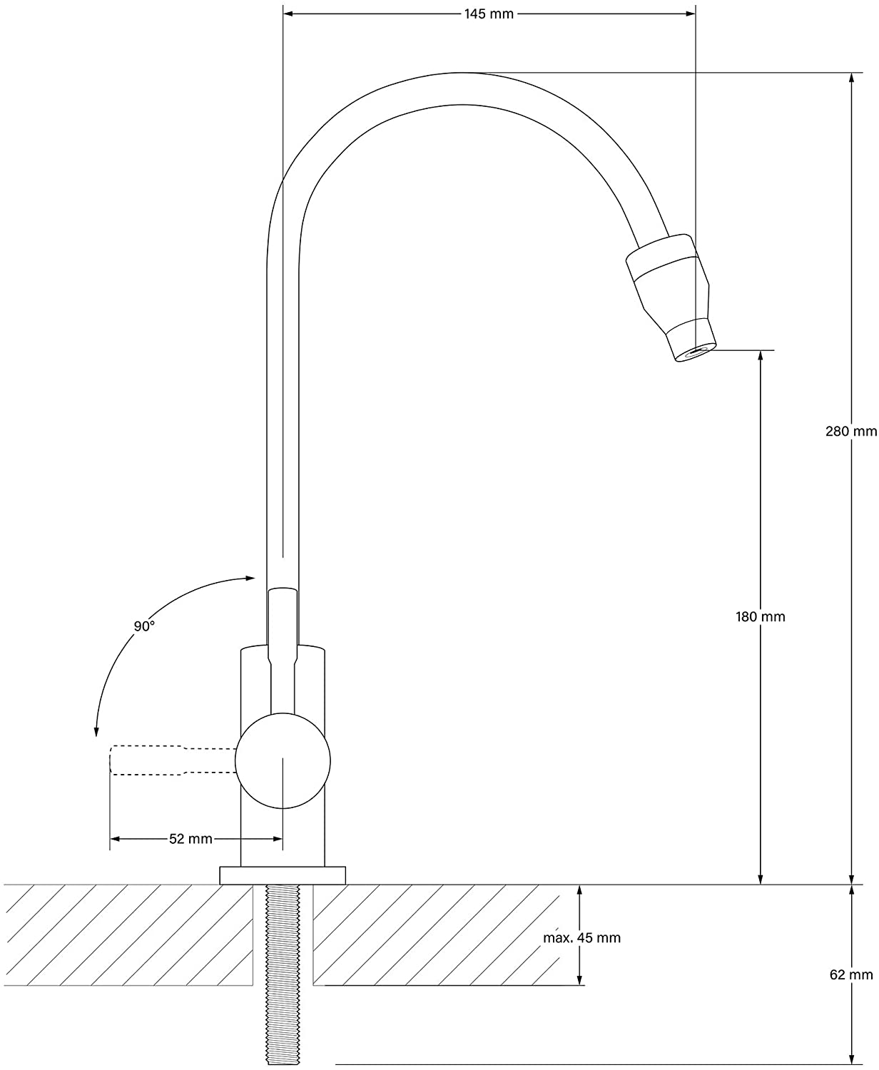 CIARA Stainless Steel Single Way Water Faucet with Reverse Osmosis Whirlpool and Water Filters