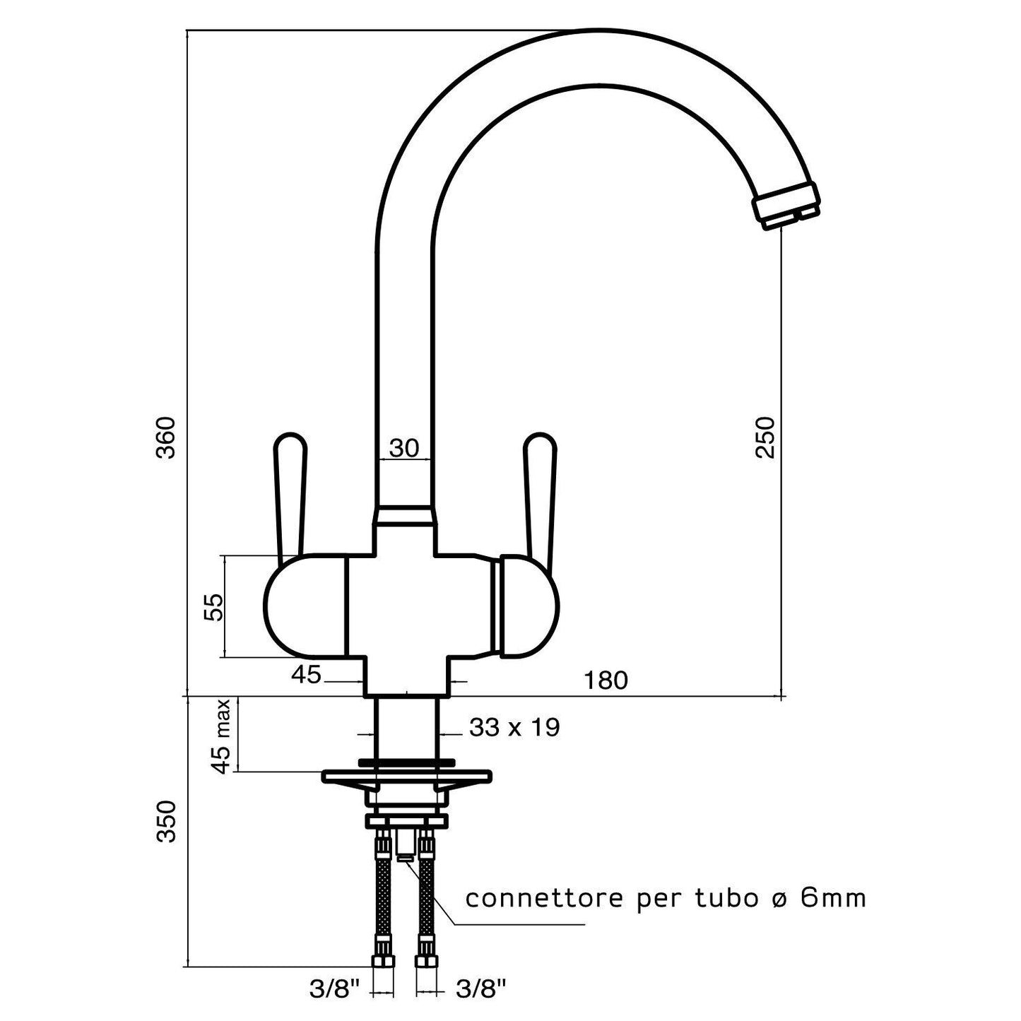 Baterie de designer cu trei ONYX, pentru filtru osmoza inversa