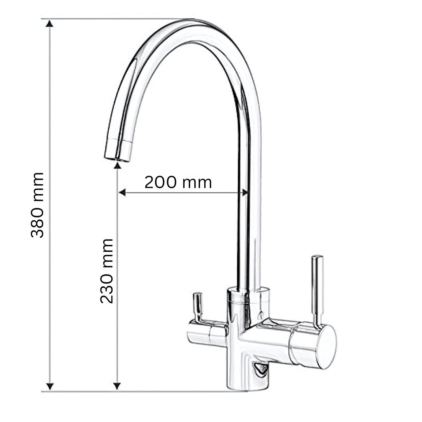 Baterie cu 3 cai RAINBOW aspect Inox pentru sisteme de osmoza