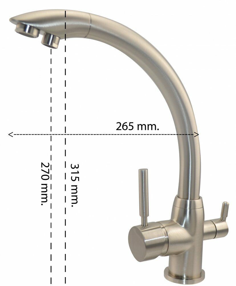 Robinet cu trei căi DELPHIN aspect mat, din oțel inoxidabil, sisteme de osmoza inversa