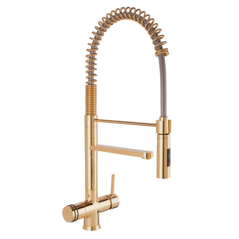Baterie cu trei căi, cu design spirală, model LUXURY ORO, aspect aurit