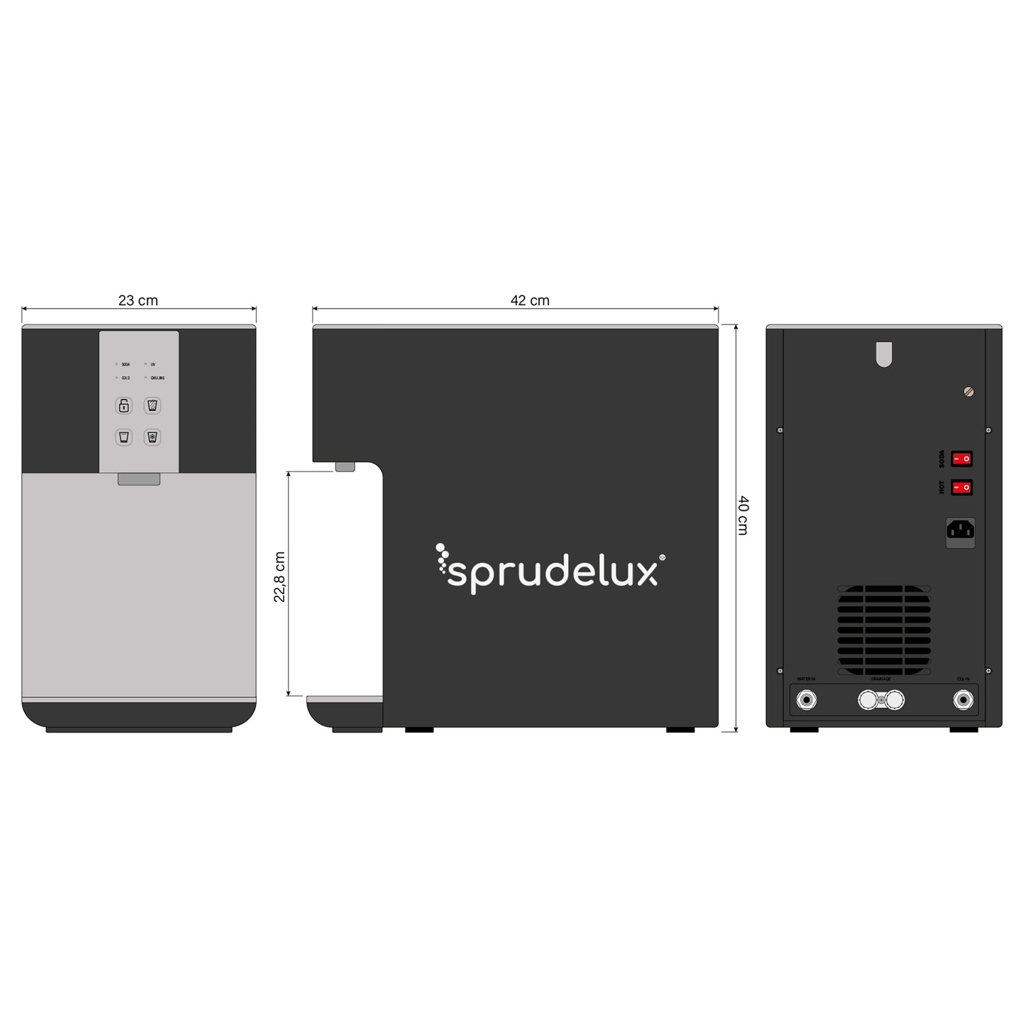 SPRUDELUX RED DIAMOND 3.0 UV Countertop Carbonated Water System including Filter Unit