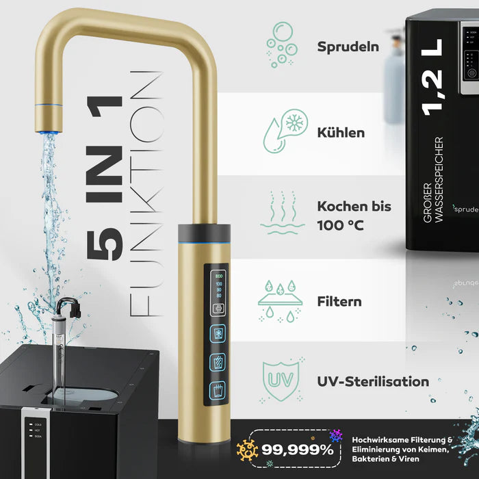 Aparat de preparare apa carbogazoasa SPRUDELUX FLAME, cu functie de racire si filtrare a apei