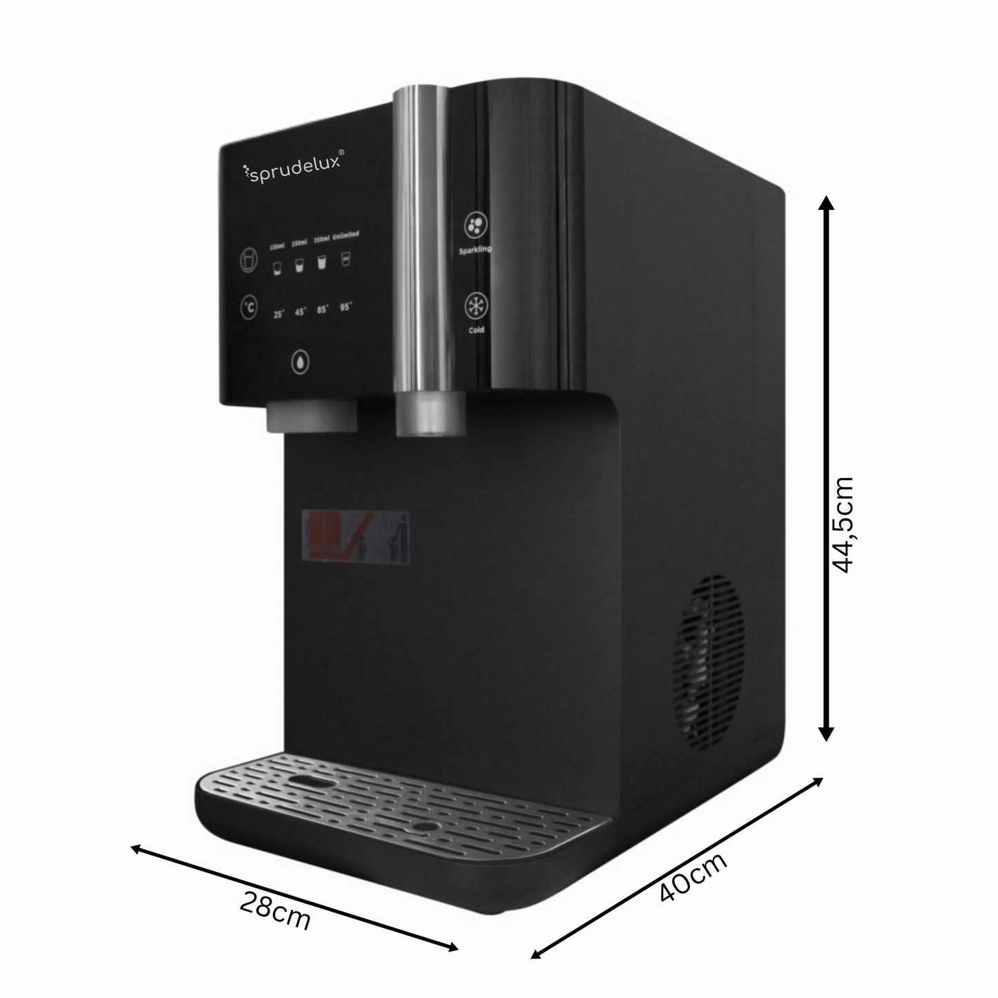 SPRUDELUX SUPREME – Sistem premium de apă CARBOGAZOASĂ cu osmoză inversă și apă caldă – Dozator de apă cu filtru și tehnologie UVC – Conexiune permanentă la apă