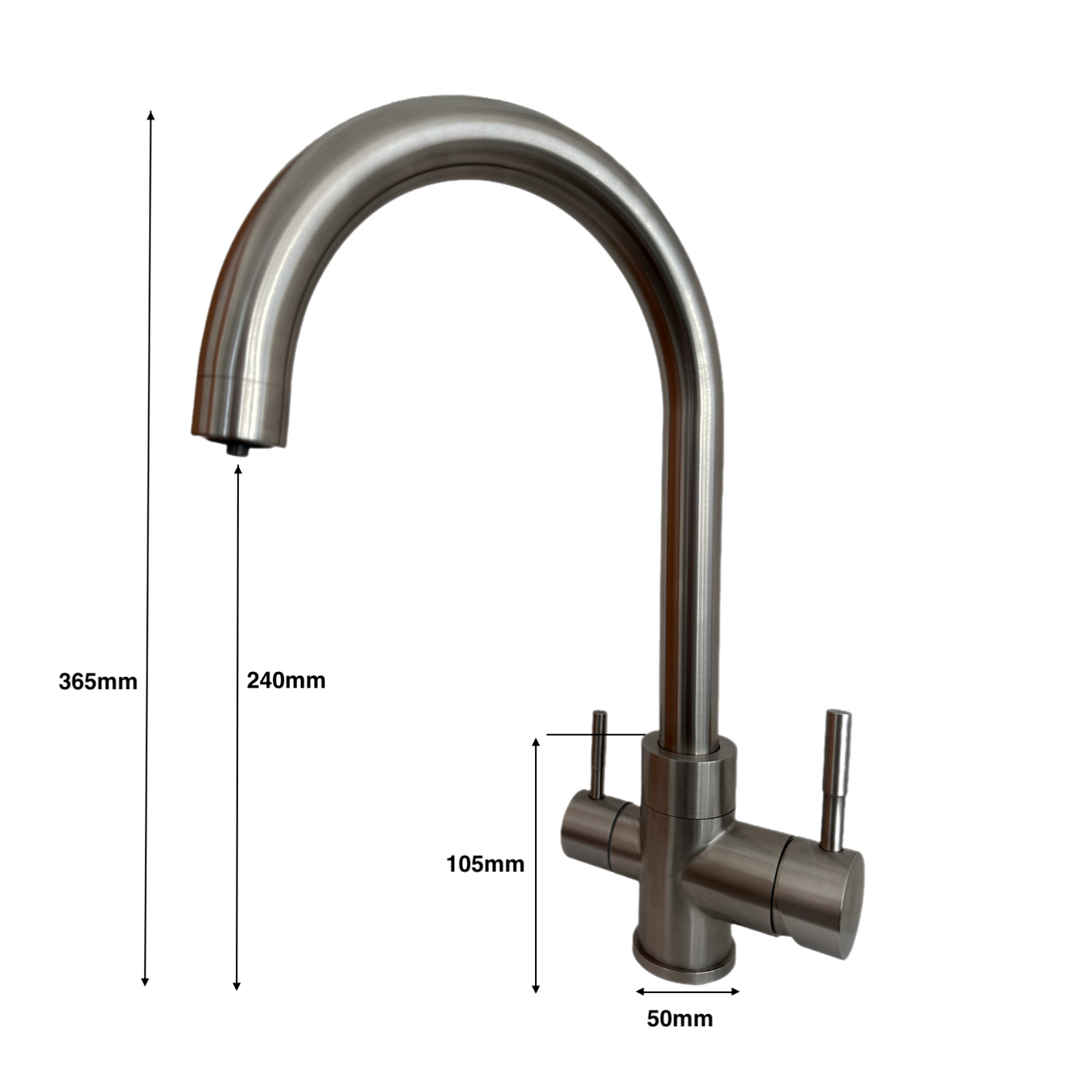 Baterie de bucătărie cu 3 cai VALERIA INOX | rotativ la 360° din oțel inoxidabil 304 solid