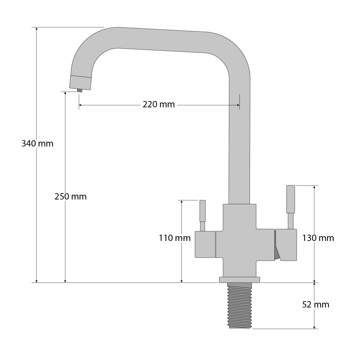 Baterie de bucătărie cu 3 cai din otel inoxidabil URBAN INOX | rotativ la 360° din oțel inoxidabil 304 solid