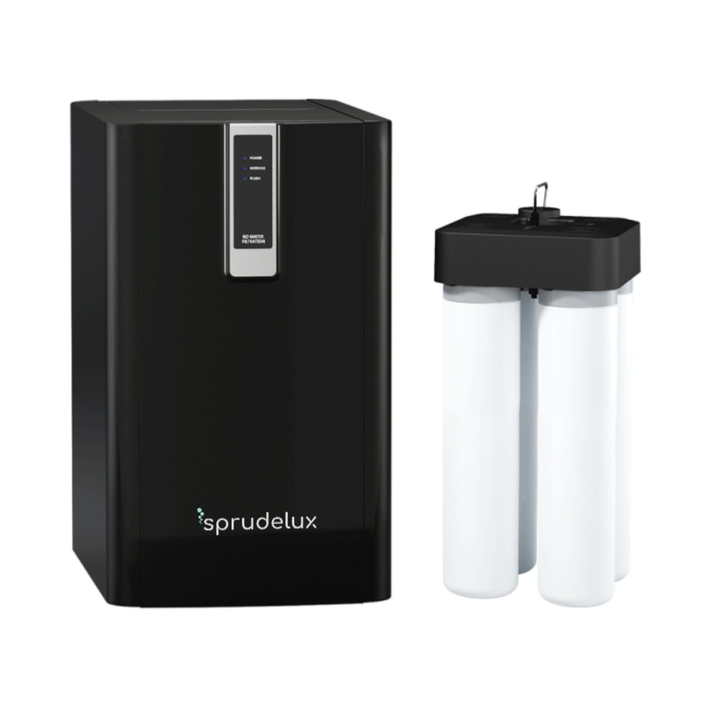 SPRUDELUX DIAMOND RO under-sink water filtration system, reverse osmosis water filtration in 4 stages.