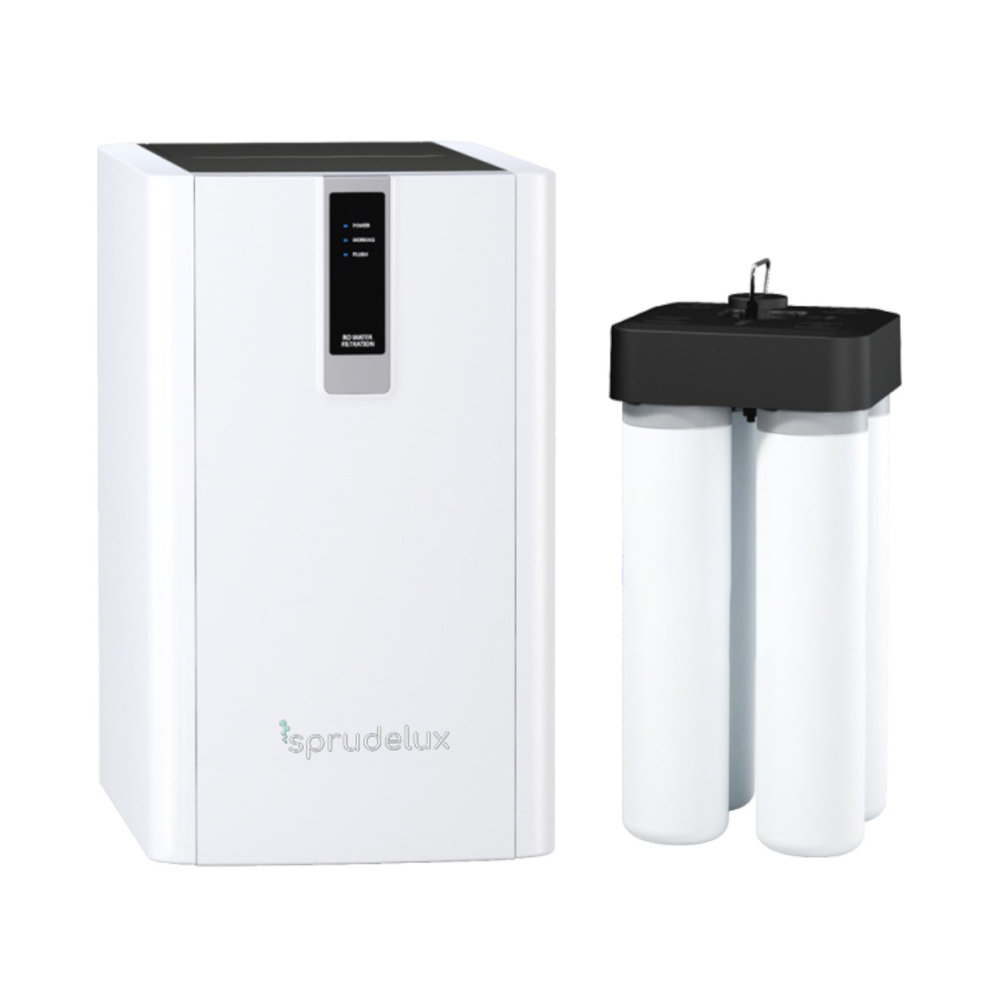SPRUDELUX DIAMOND RO under-sink water filtration system, reverse osmosis water filtration in 4 stages.