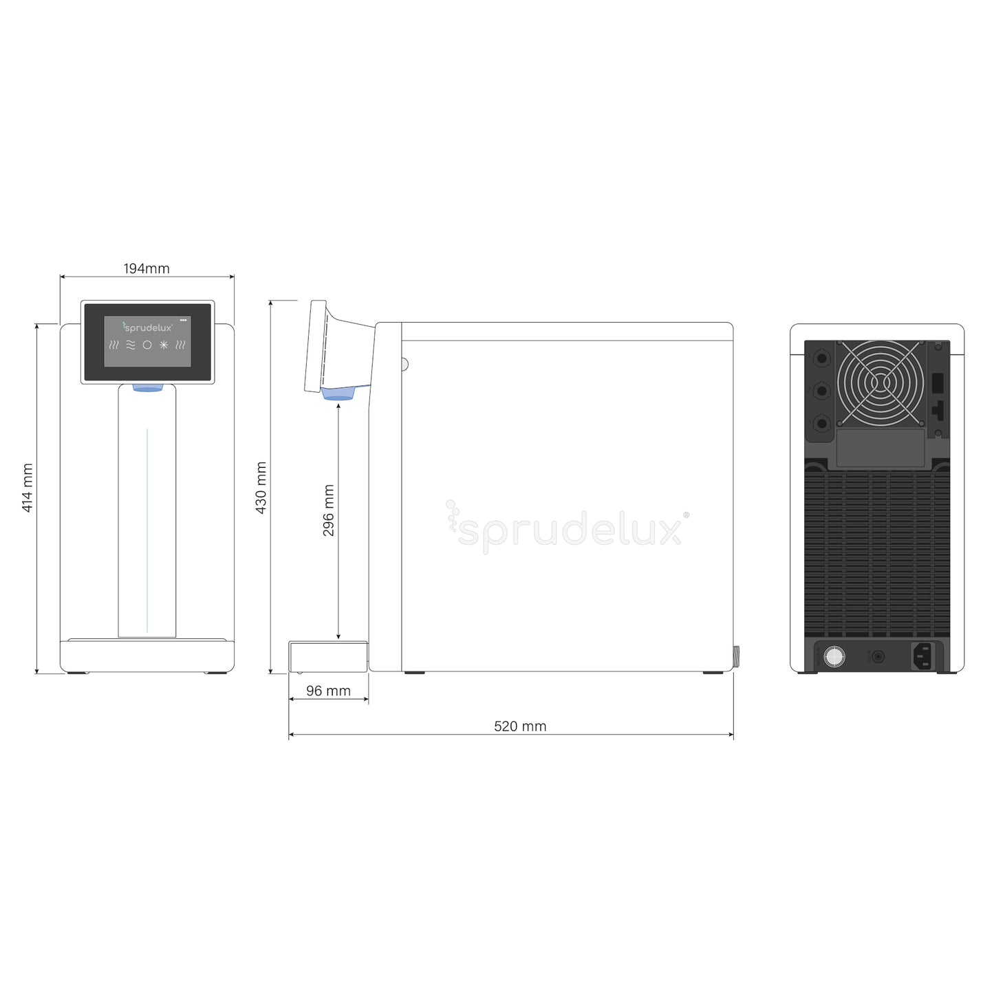 Carbonated water system SPRUDELUX® POWER SODA 2.0 Full-Touch with active carbon filter and CO2 bottle, 2kg.