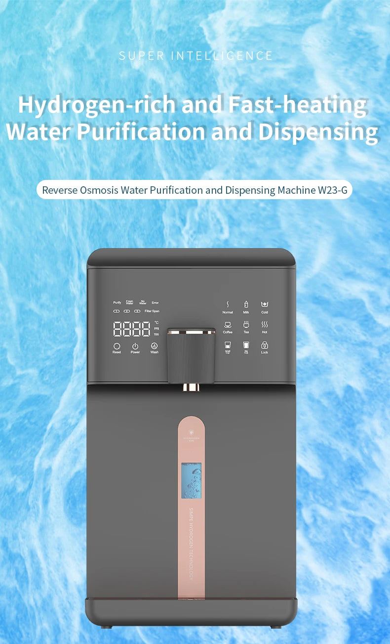 AuRA W23 reverse osmosis water purifier with cooling and hot water function, with hydrogen ionizer, with direct connection to the water network.