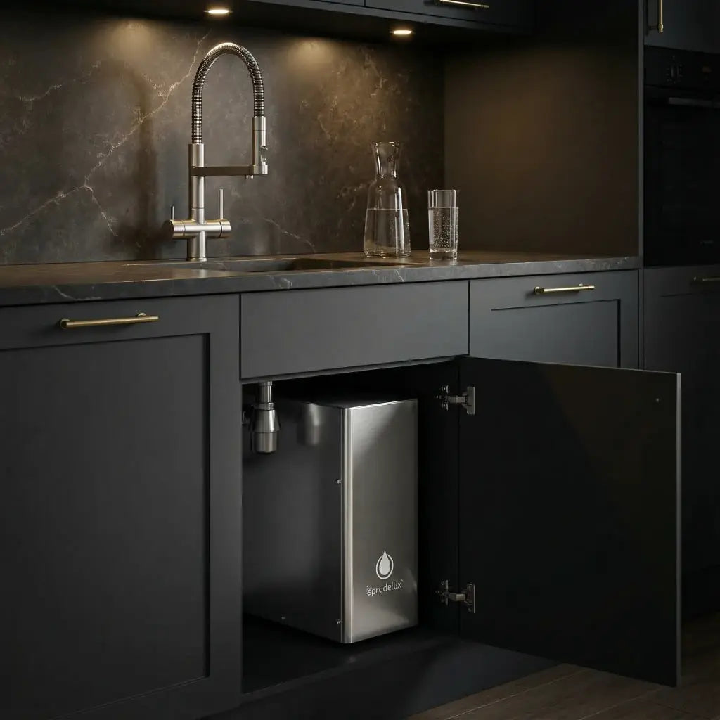 SPRUDELUX® INOX SILENT – Sistem Premium de Apă Rece și Carbogazoasă la Robinet | Apă Minerală cu Carbonatare Intensă | Ultra Silențios | Inox | Fabricat în Italia 🇮🇹