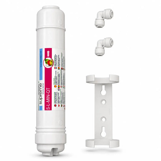 Cartuș de Mineralizare Supreme Inline 1/4” QT cu Cărbune Activ și Minerale – Filtru de Remineralizare pentru Osmoză Inversă