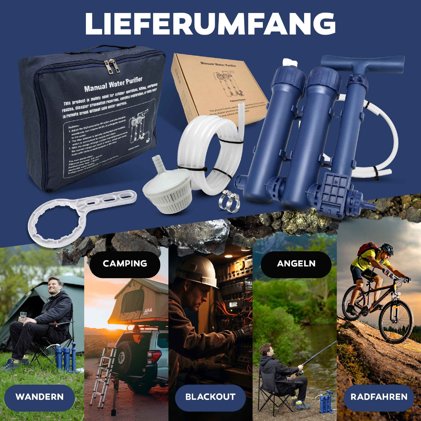 Filtru de apa pentru utilizare in aer liber, camping, drumetii