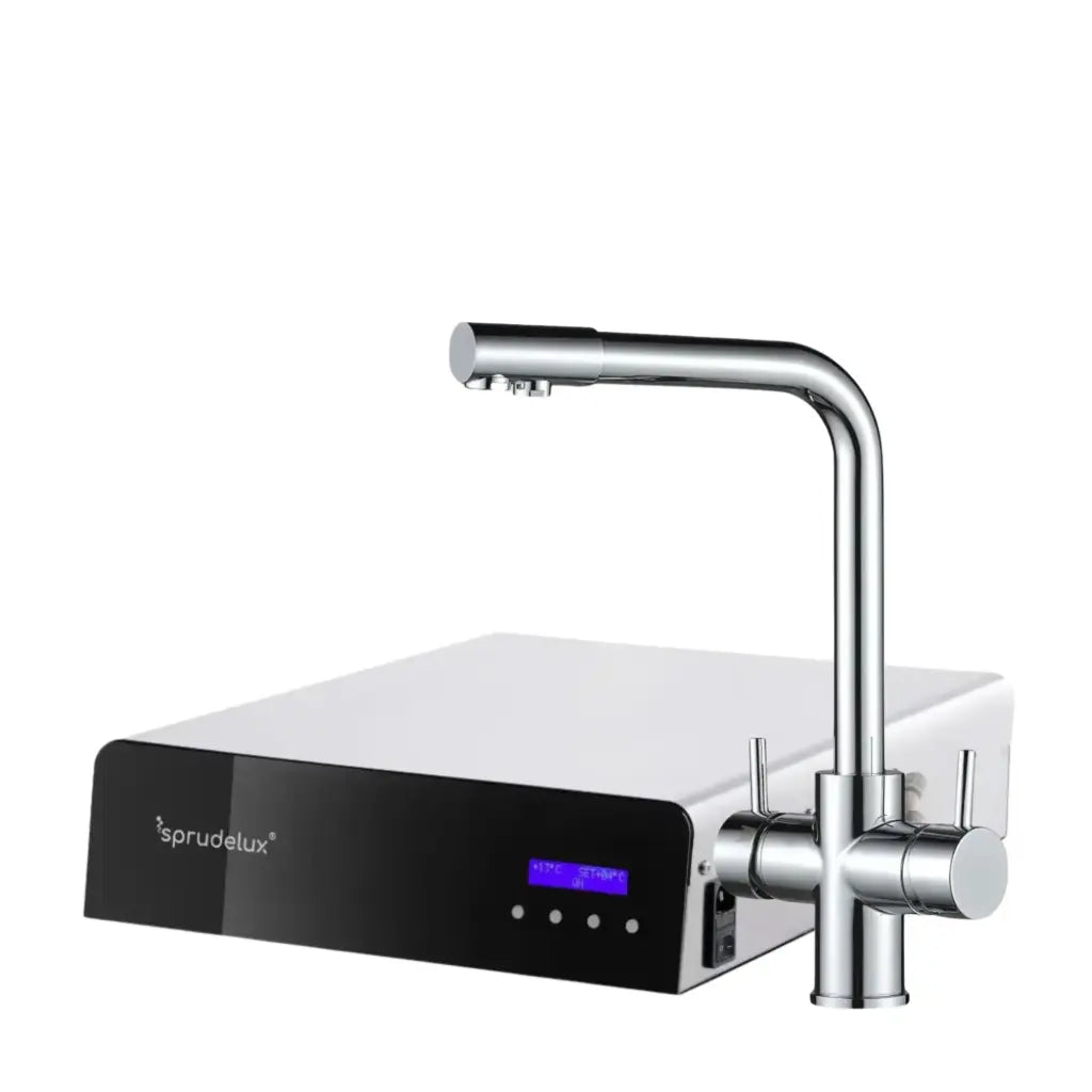 Aparat de apă rece și carbogazoasă SPRUDELUX® ULTRA FLAT Dozator de apă minerală carbogazoasă premium | doar 10,5 cm plat | conținut ridicat de CO2 | funcționare silențioasă | oțel inoxidabil | Fabricat în Italia 🇮🇹