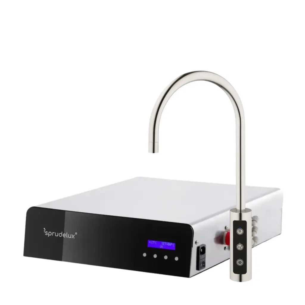 Aparat de apă rece și carbogazoasă SPRUDELUX® ULTRA FLAT Dozator de apă minerală carbogazoasă premium | doar 10,5 cm plat | conținut ridicat de CO2 | funcționare silențioasă | oțel inoxidabil | Fabricat în Italia 🇮🇹