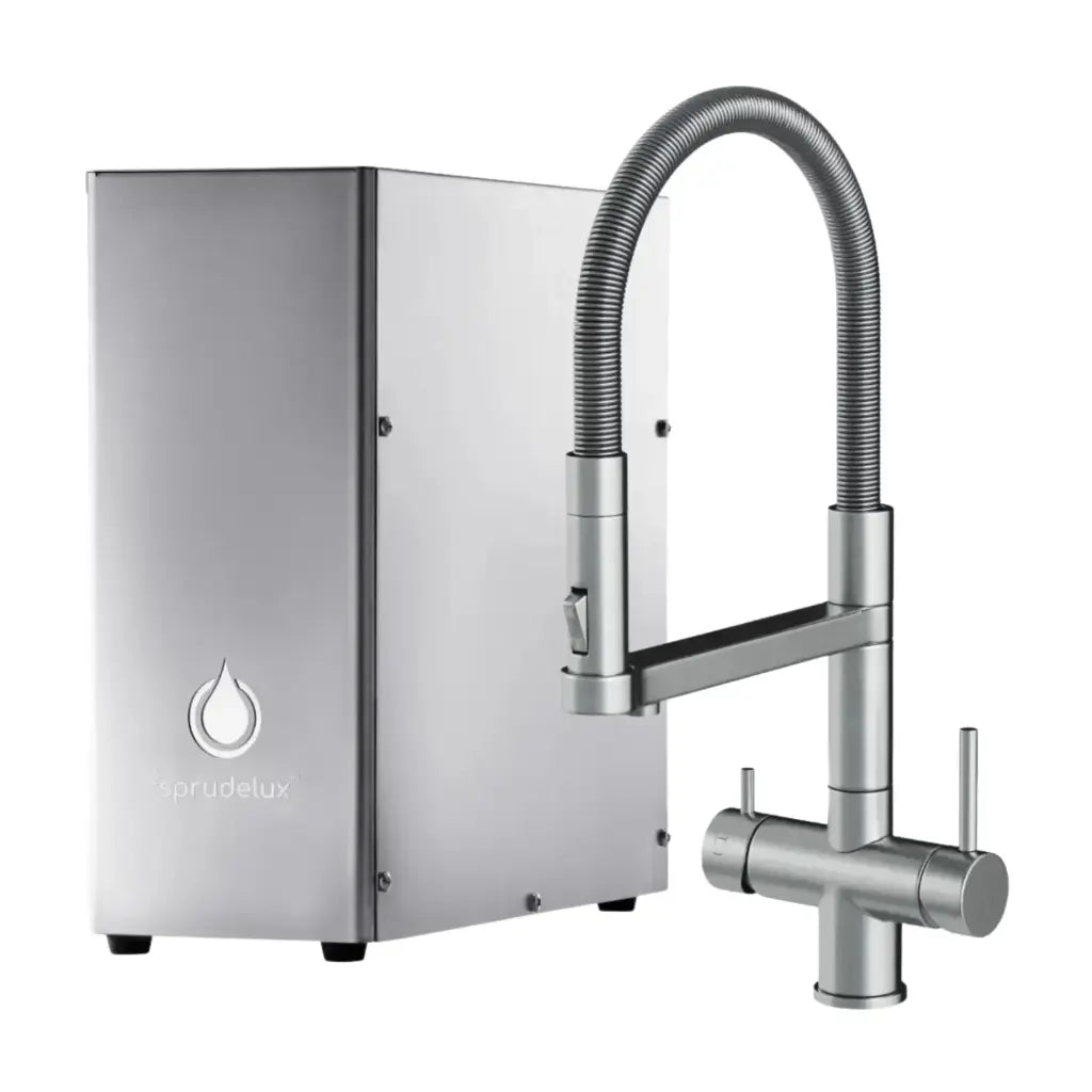 SPRUDELUX® INOX SILENT – Sistem Premium de Apă Rece și Carbogazoasă la Robinet | Apă Minerală cu Carbonatare Intensă | Ultra Silențios | Inox | Fabricat în Italia 🇮🇹
