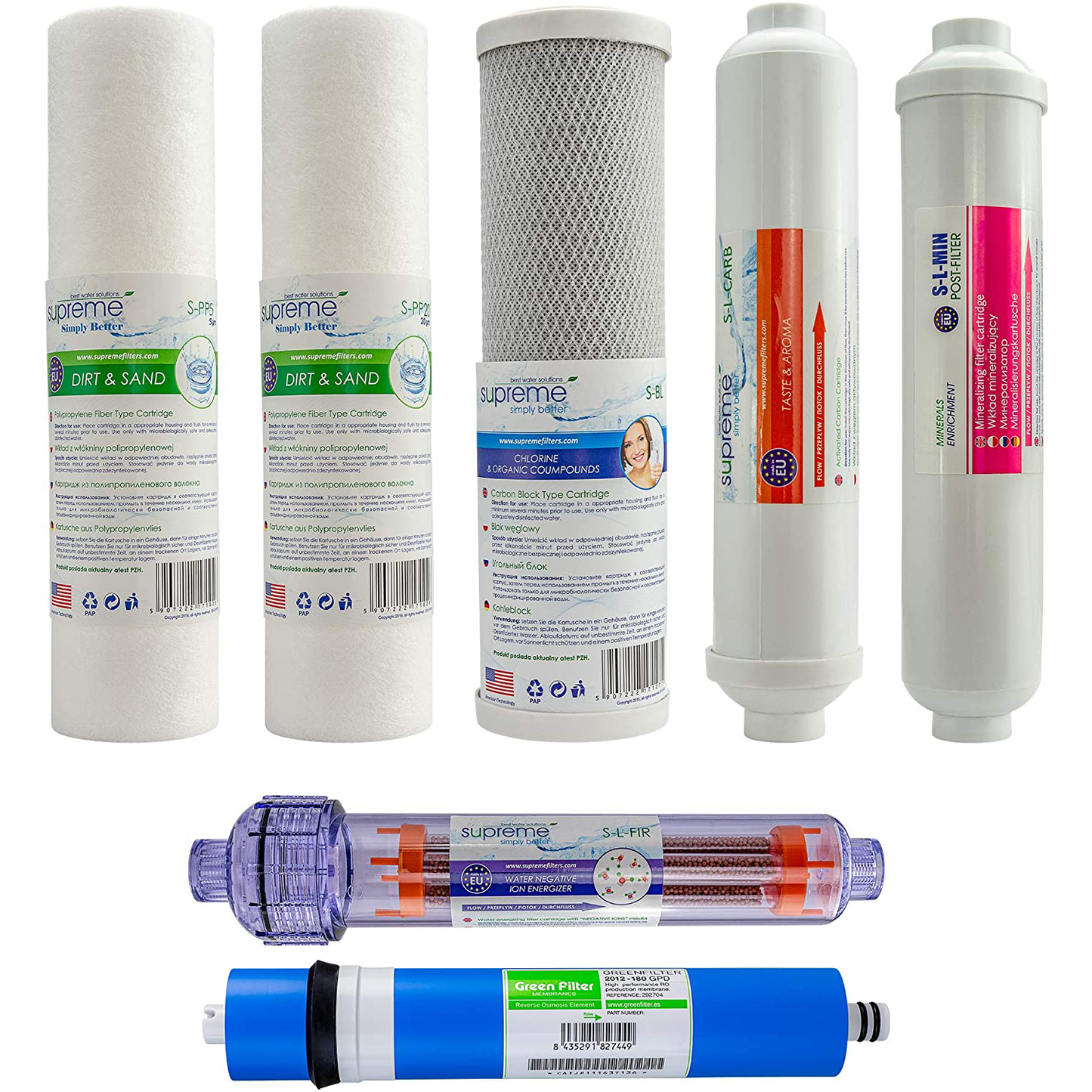 Set filtre de schimb pentru Supreme RO7 + membrana osmoză inversă  - filtru de apa sistem de osmoza inversa